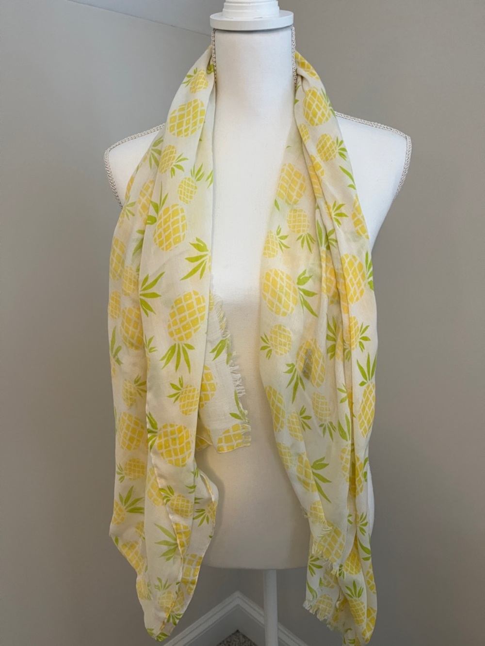 Lightweight Pineapple Print Scarf - Yellow-JCrew